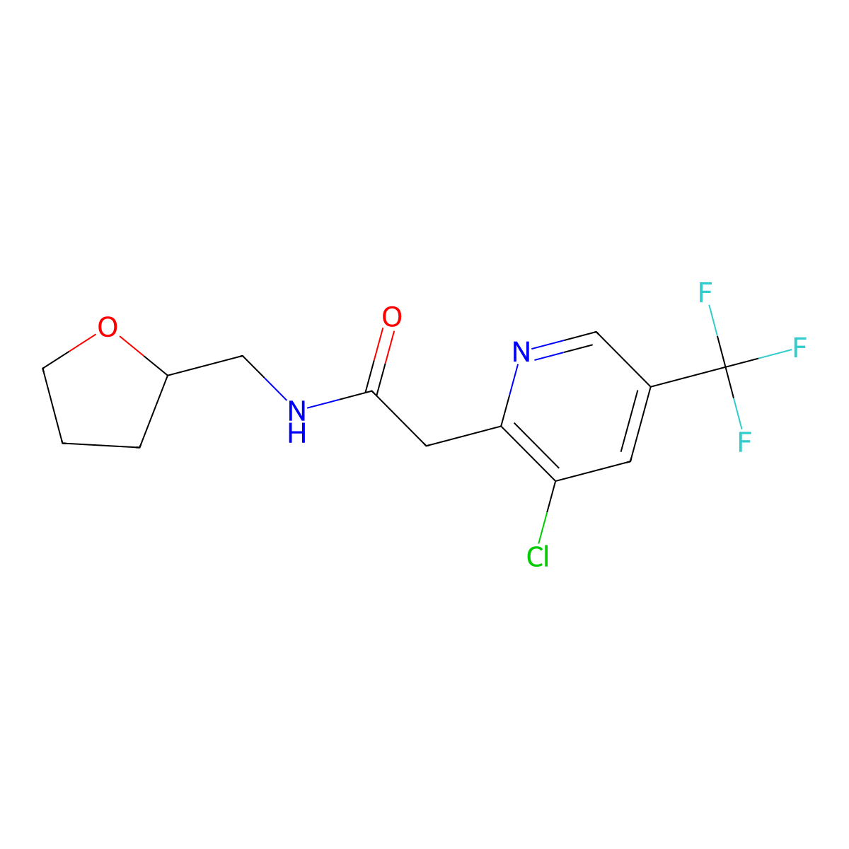 2-[3-chloro-5-(trifluoromethyl)pyridin-2-yl]-N-(oxolan-2-ylmethyl)acetamide molecular structure, CAS 383148-43-4
