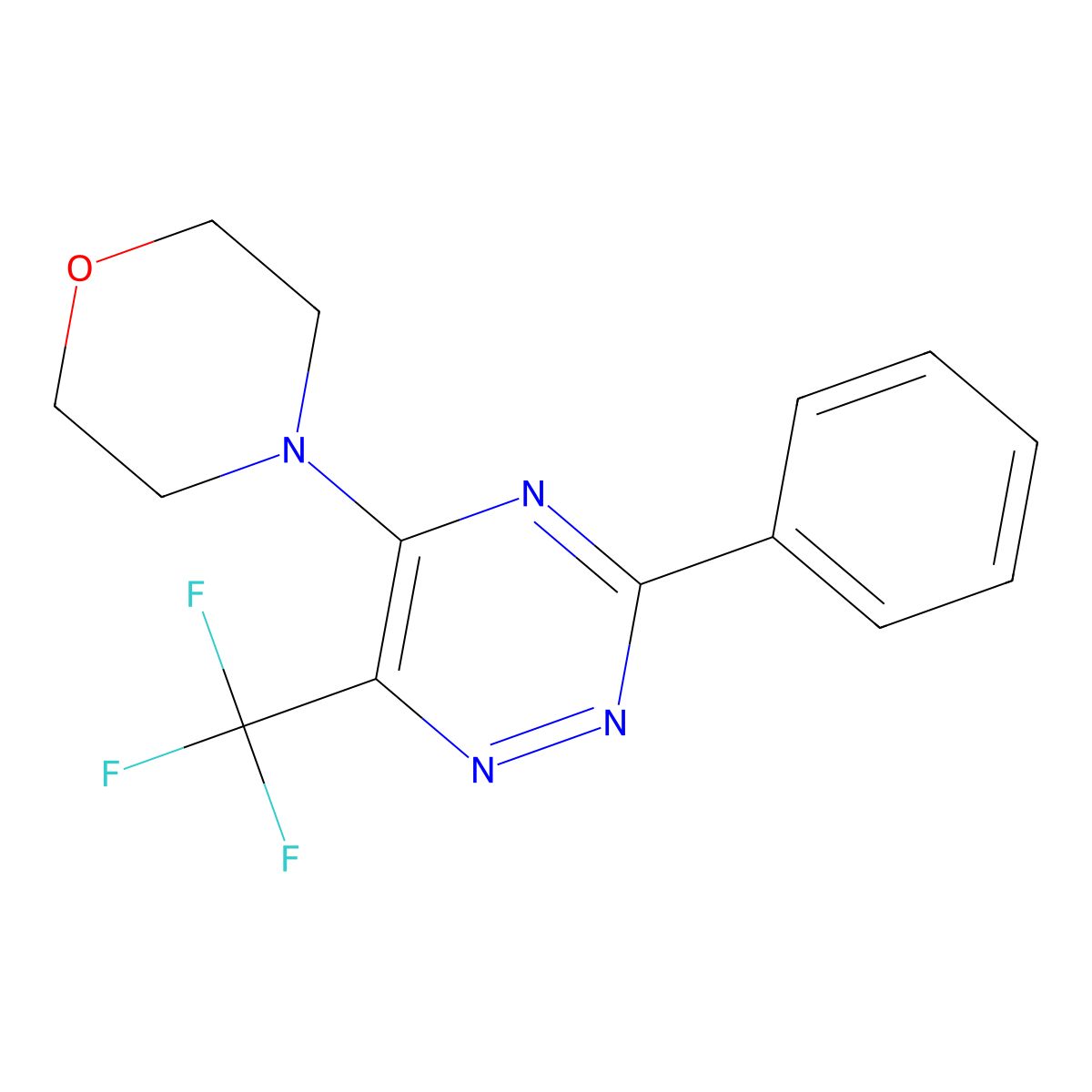 5-Morpholino-3-phenyl-6-(trifluoromethyl)-1,2,4-triazine molecular structure, CAS 383148-44-5