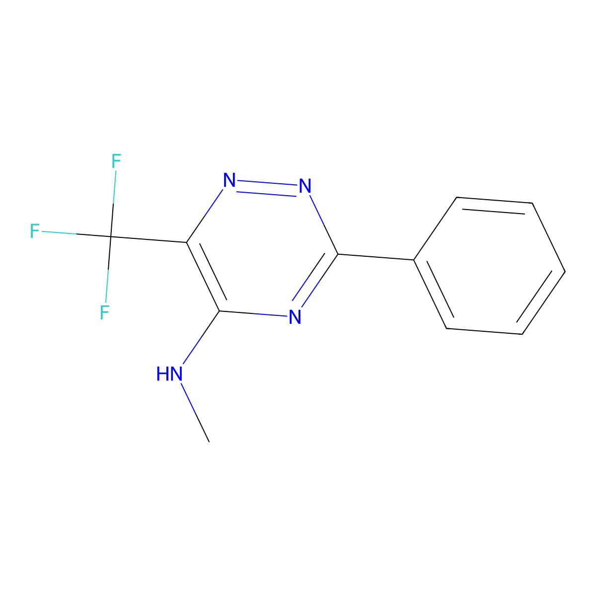 N-methyl-3-phenyl-6-(trifluoromethyl)-1,2,4-triazin-5-amine molecular structure, CAS 383148-46-7