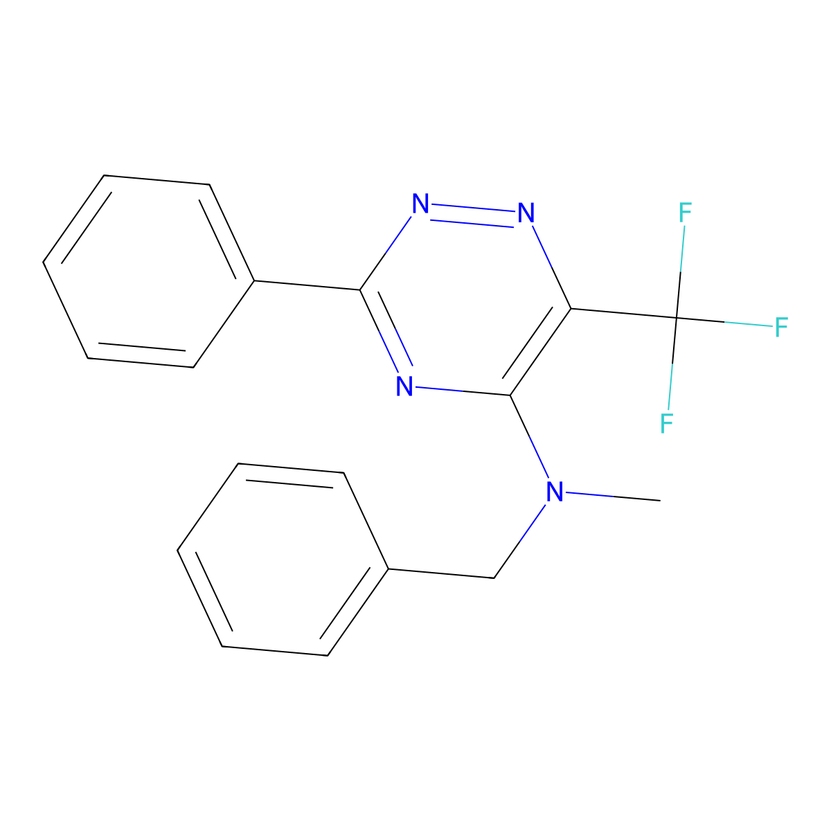 N-benzyl-N-methyl-3-phenyl-6-(trifluoromethyl)-1,2,4-triazin-5-amine molecular structure, CAS 383148-48-9