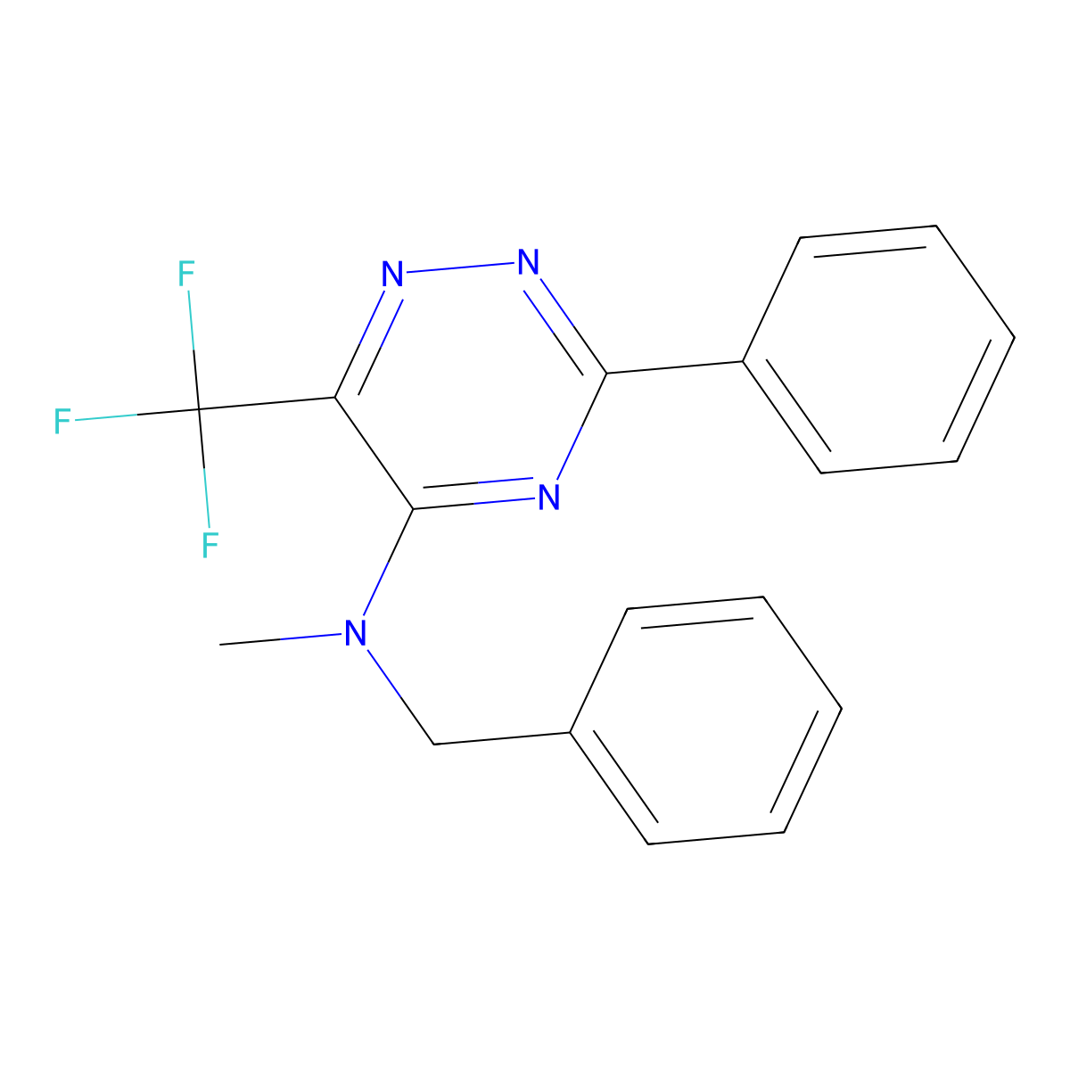 N-benzyl-N-methyl-3-phenyl-6-(trifluoromethyl)-1,2,4-triazin-5-amine molecular structure, CAS 383148-48-9