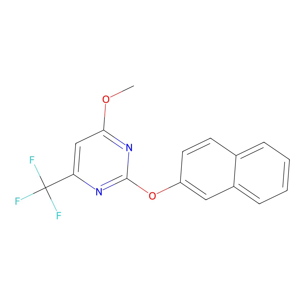 4-Methoxy-2-(2-naphthyloxy)-6-(trifluoromethyl)pyrimidine molecular structure, CAS 383148-58-1