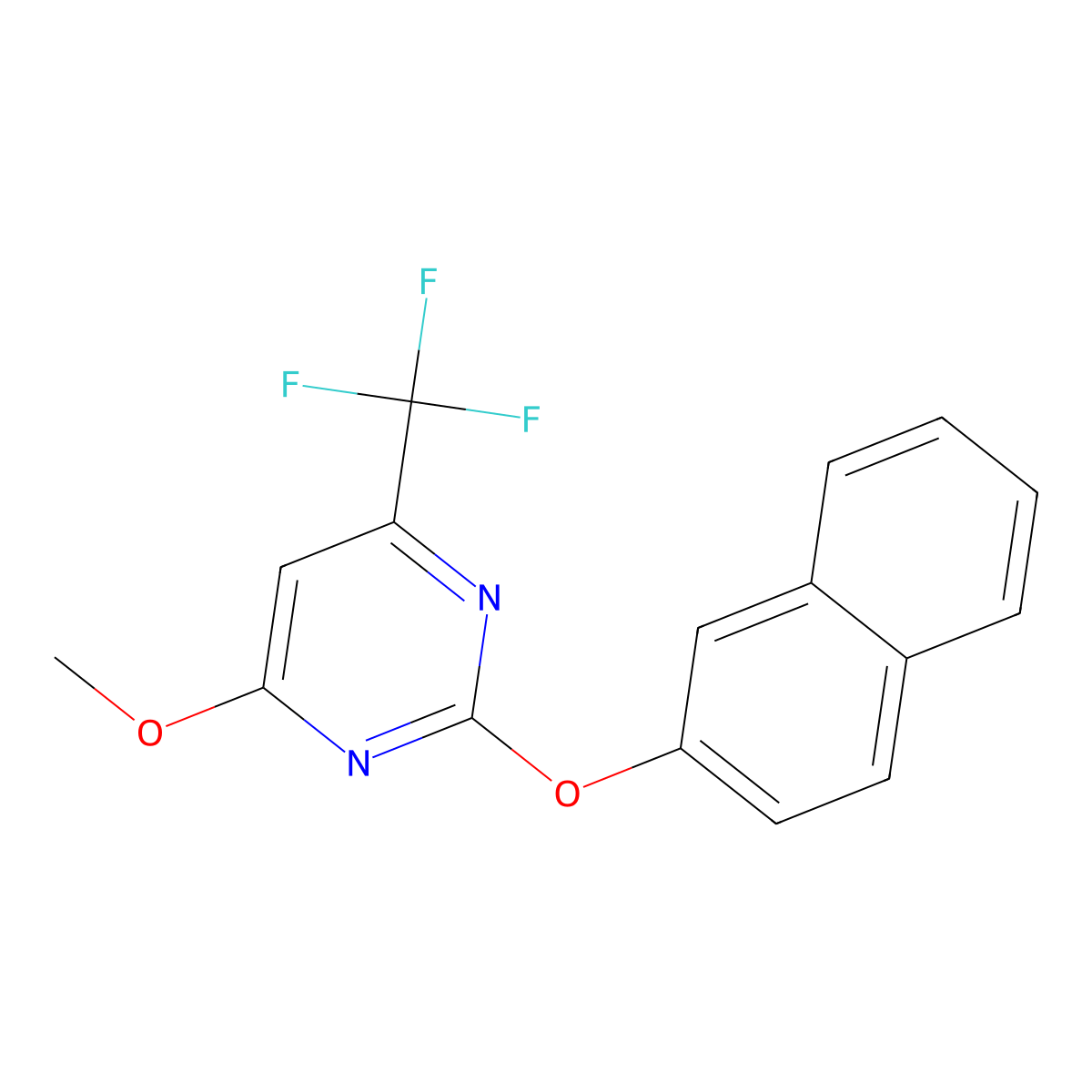 4-Methoxy-2-(2-naphthyloxy)-6-(trifluoromethyl)pyrimidine molecular structure, CAS 383148-58-1