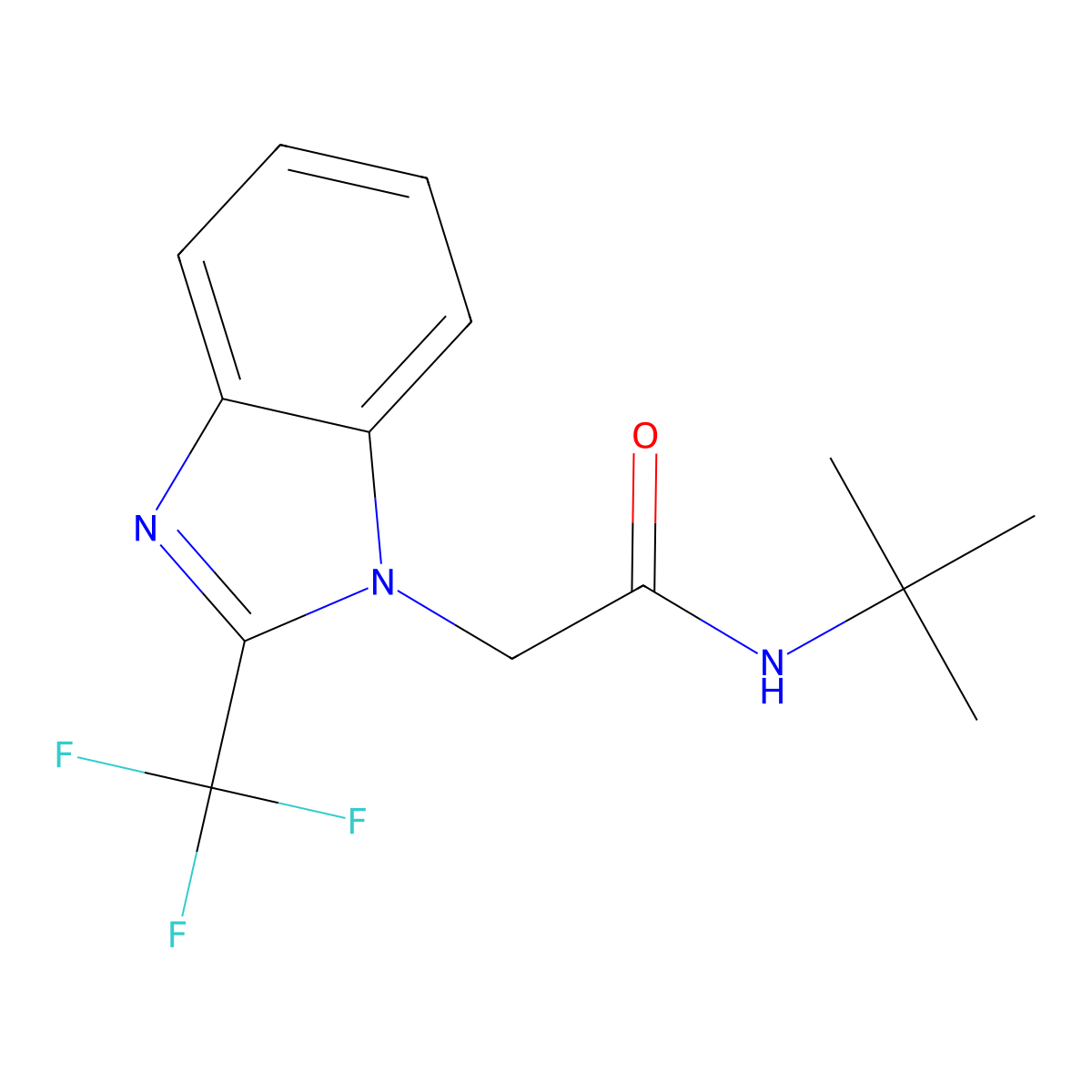 N-(tert-butyl)-2-[2-(trifluoromethyl)-1H-1,3-benzimidazol-1-yl]acetamide molecular structure, CAS 383148-70-7