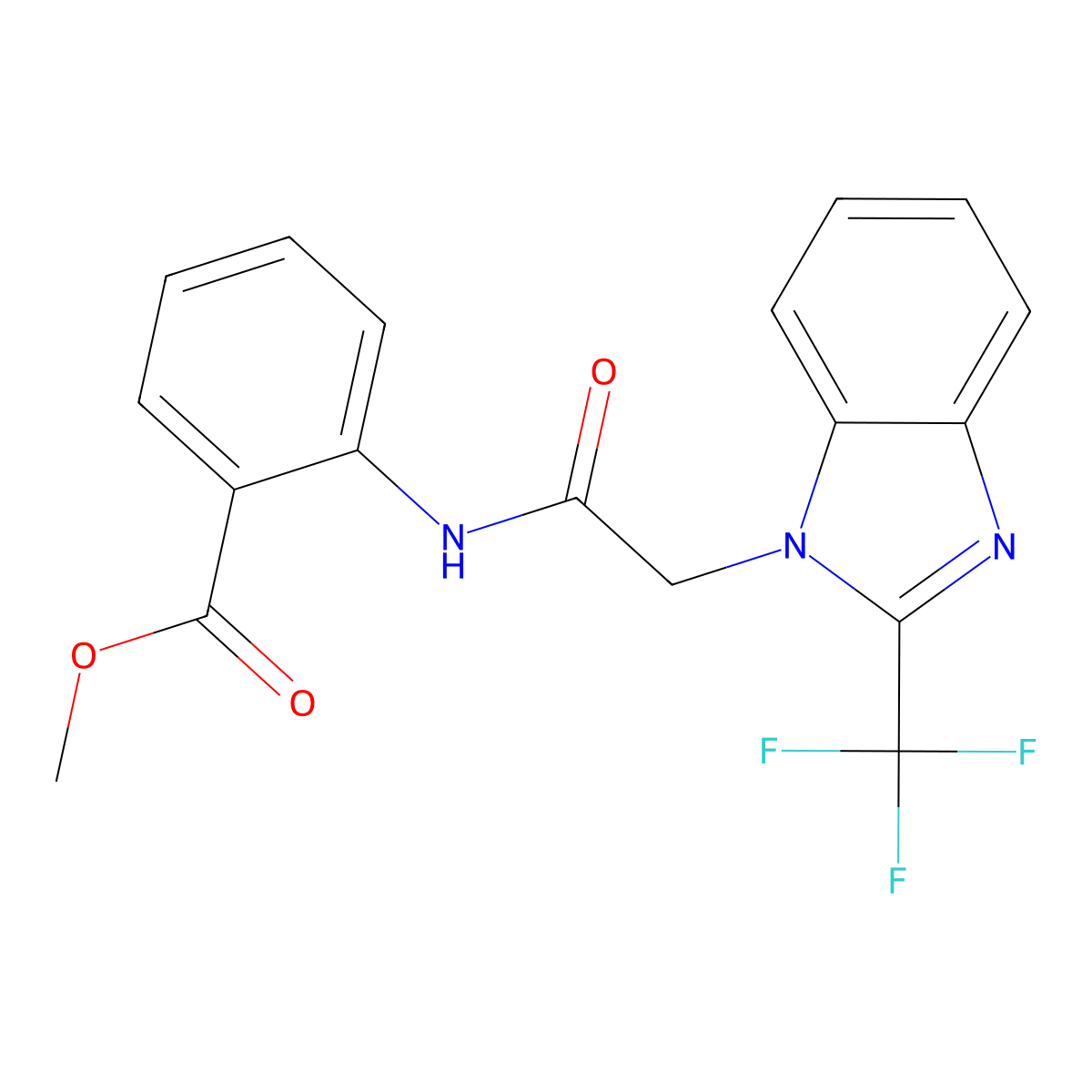 methyl 2-({2-[2-(trifluoromethyl)-1H-1,3-benzimidazol-1-yl]acetyl}amino)benzenecarboxylate molecular structure, CAS 383148-72-9