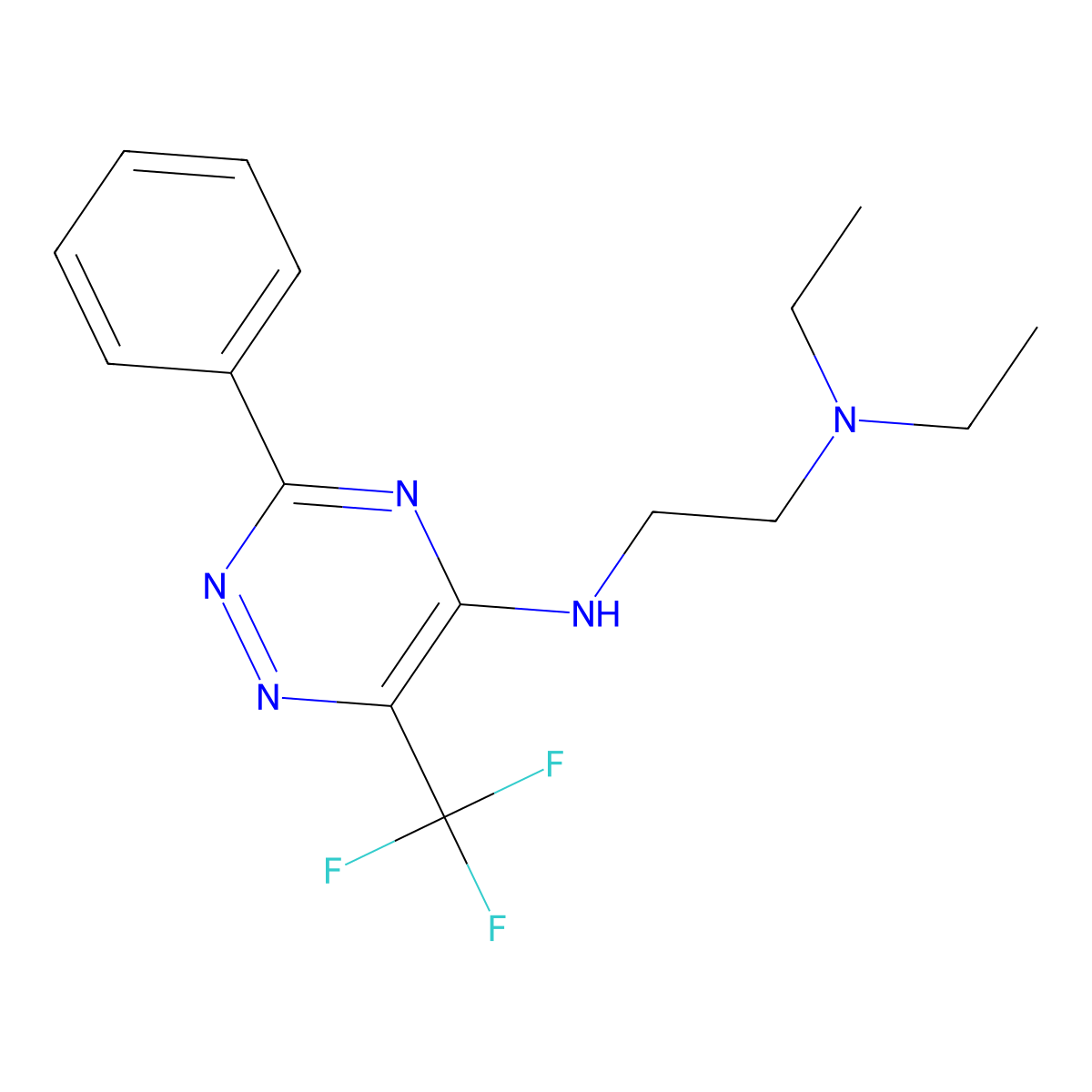 N~1~,N~1~-diethyl-N~2~-[3-phenyl-6-(trifluoromethyl)-1,2,4-triazin-5-yl]-1,2-ethanediamine molecular structure, CAS 383148-74-1