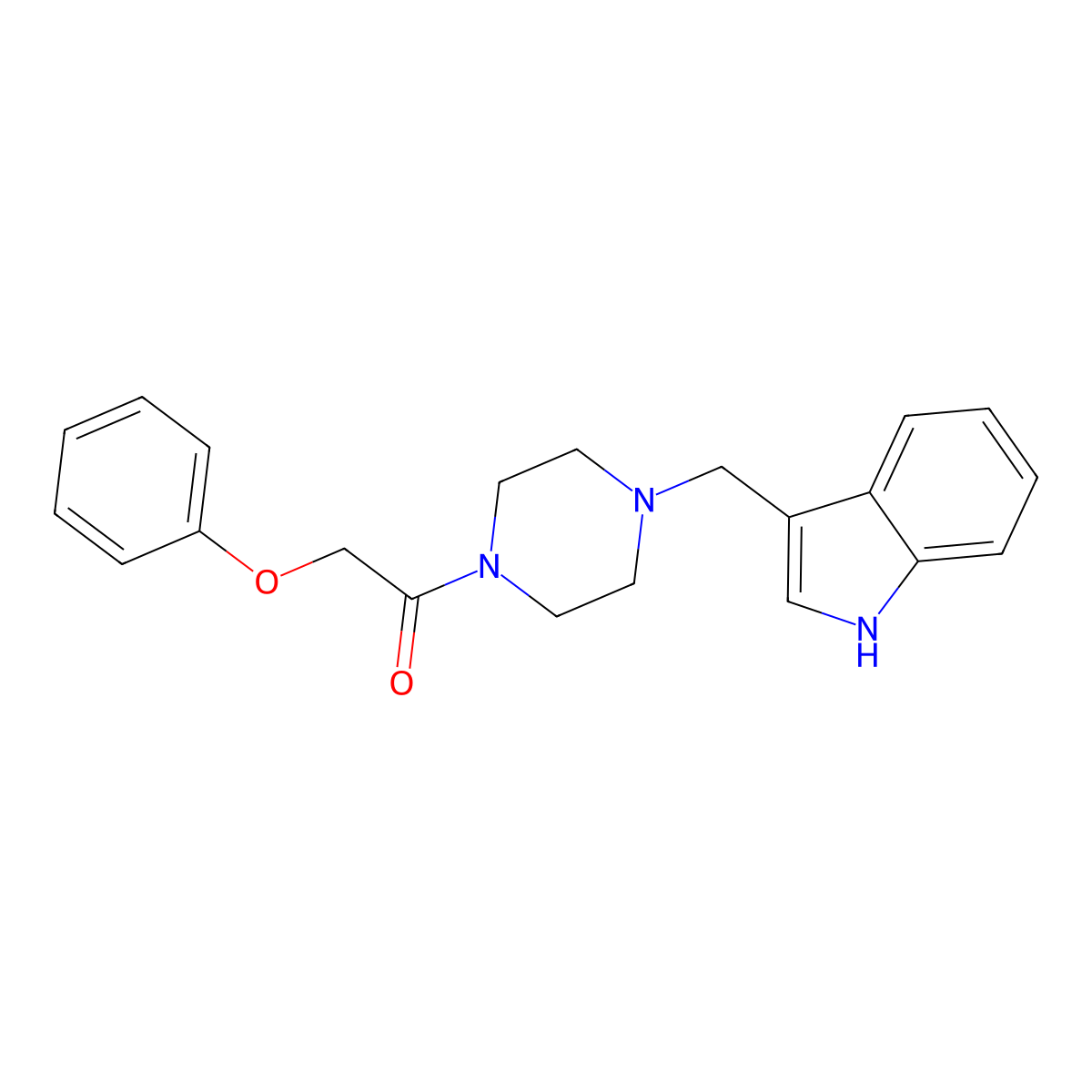 1-[4-(1H-indol-3-ylmethyl)piperazin-1-yl]-2-phenoxyethanone molecular structure, CAS 383149-13-1