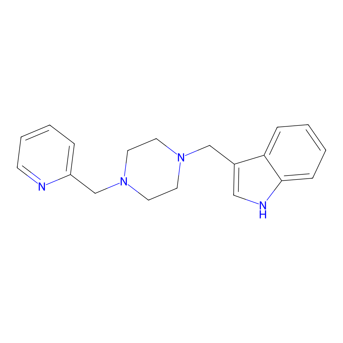 3-[[4-(pyridin-2-ylmethyl)piperazin-1-yl]methyl]-1H-indole molecular structure, CAS 383149-15-3