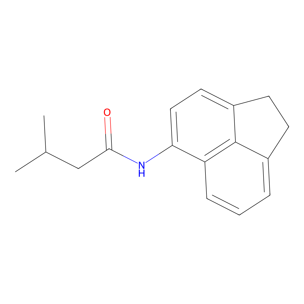 N-(1,2-dihydroacenaphthylen-5-yl)-3-methylbutanamide molecular structure, CAS 383149-16-4