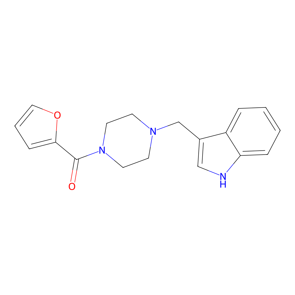 furan-2-yl[4-(1H-indol-3-ylmethyl)piperazin-1-yl]methanone molecular structure, CAS 383149-20-0