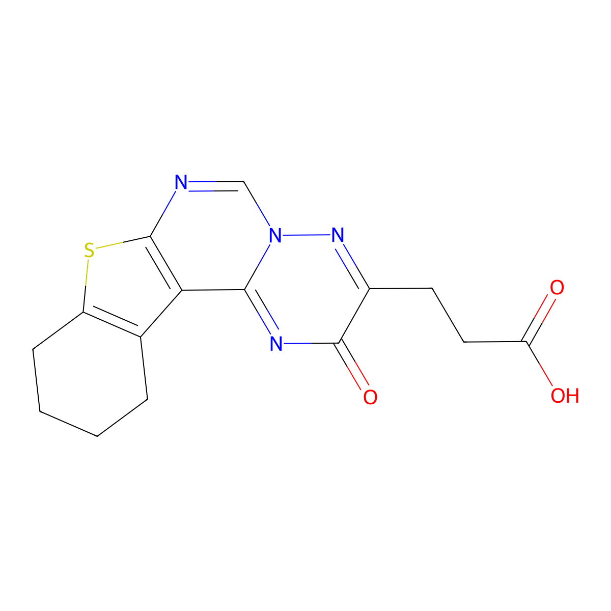 3-(2-oxo-9,10,11,12-tetrahydro-2H-[1]benzothieno[2',3':4,5]pyrimido[1,6-b][1,2,4]triazin-3-yl)propanoic acid molecular structure, CAS 383150-15-0