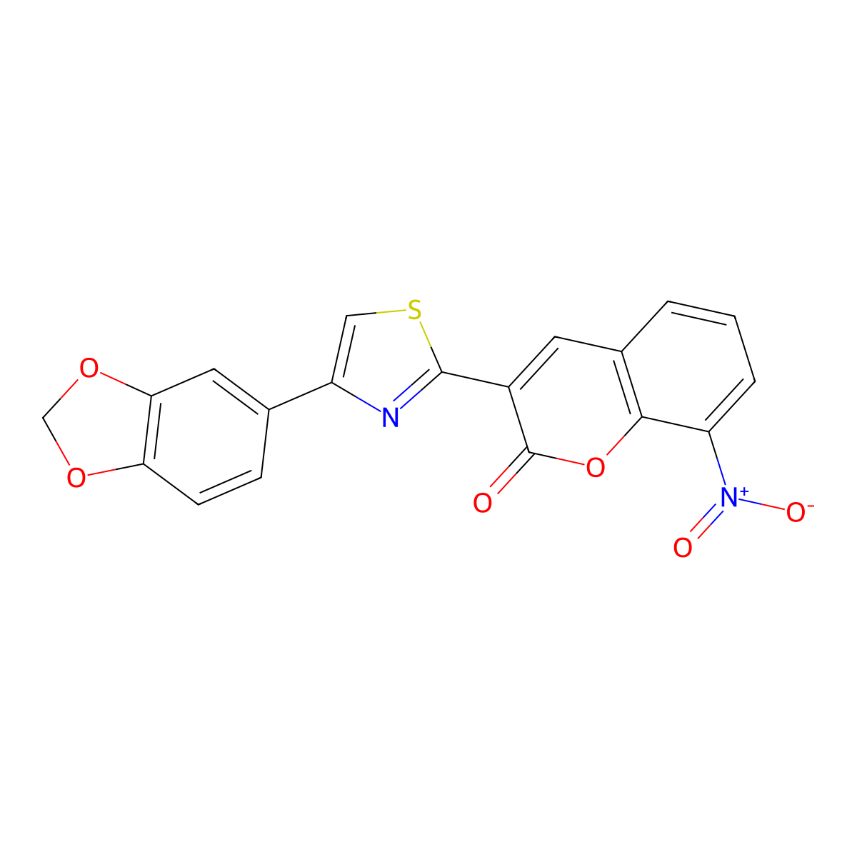 3-(4-(benzo[d][1,3]dioxol-5-yl)thiazol-2-yl)-8-nitro-2H-chromen-2-one molecular structure, CAS 383162-94-5