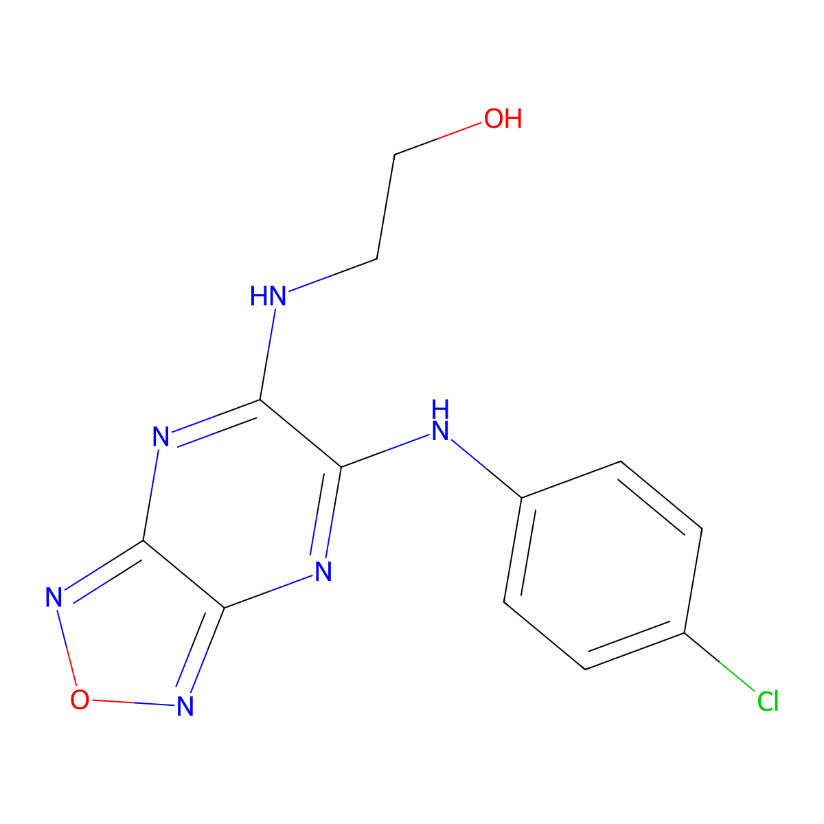 2-[[5-(4-Chloroanilino)-[1,2,5]oxadiazolo[3,4-b]pyrazin-6-yl]amino]ethanol molecular structure, CAS 383167-25-7