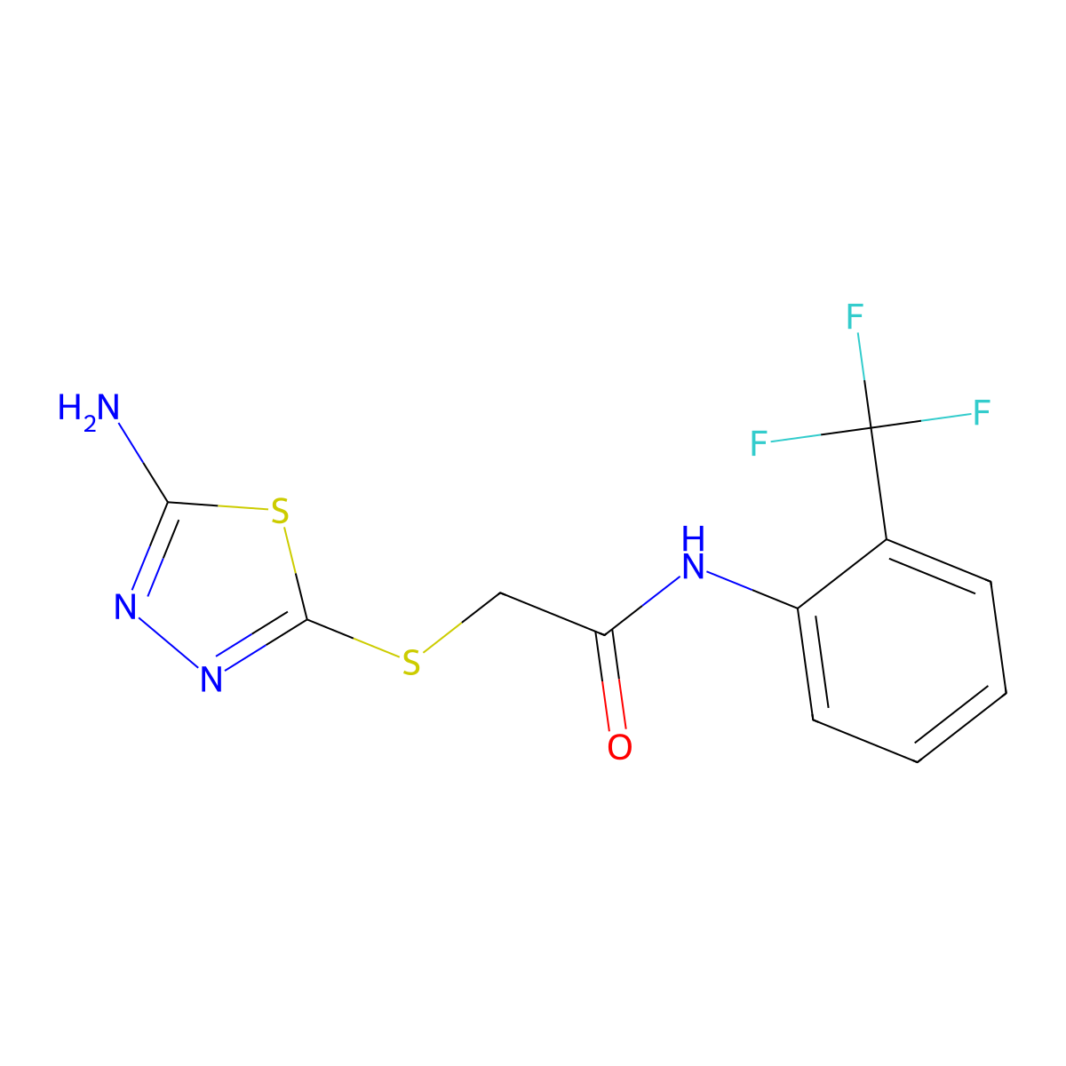 2-[(5-amino-1,3,4-thiadiazol-2-yl)sulfanyl]-N-[2-(trifluoromethyl)phenyl]acetamide molecular structure, CAS 383168-39-6