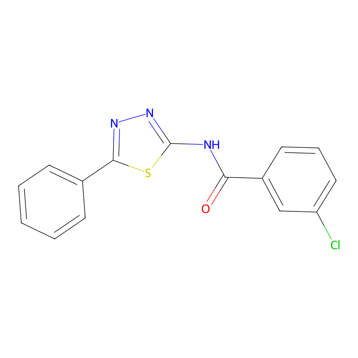 3-chloro-N-(5-phenyl-1,3,4-thiadiazol-2-yl)benzamide molecular structure, CAS 383170-20-5