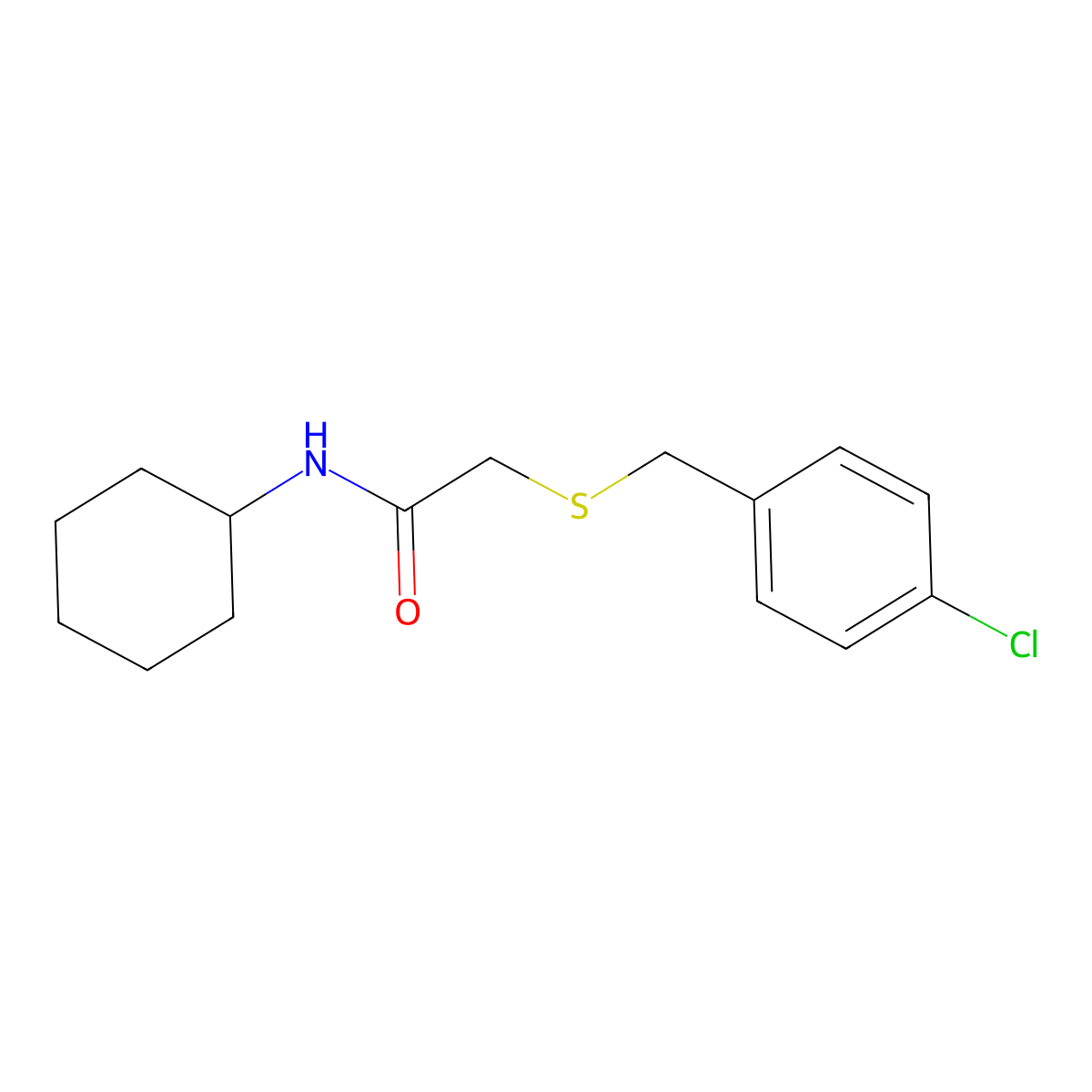 2-[(4-chlorobenzyl)sulfanyl]-N-cyclohexylacetamide molecular structure, CAS 383171-31-1