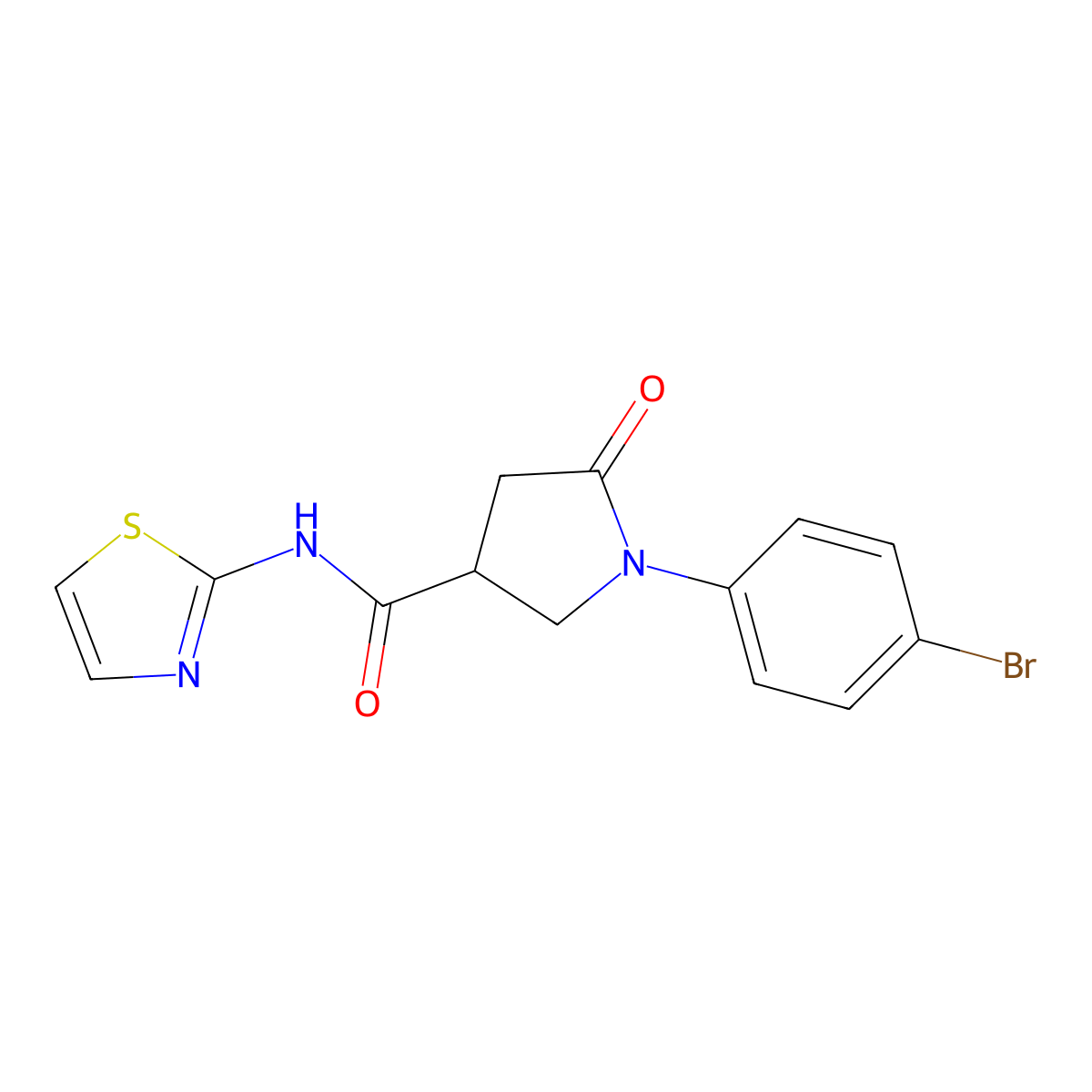 1-(4-bromophenyl)-5-oxo-N-(1,3-thiazol-2-yl)pyrrolidine-3-carboxamide molecular structure, CAS 383172-79-0