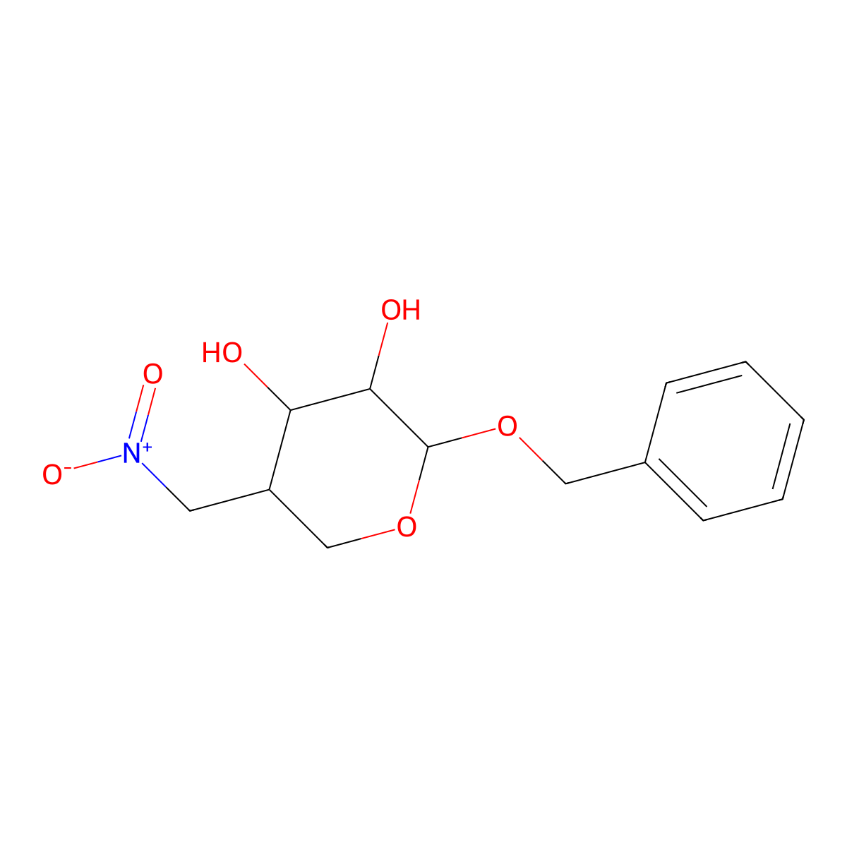 (4R,4S)-Benzyl-4-deoxy-4-C-nitromethyl-beta-D-arabinopyranoside molecular structure, CAS 383173-66-8
