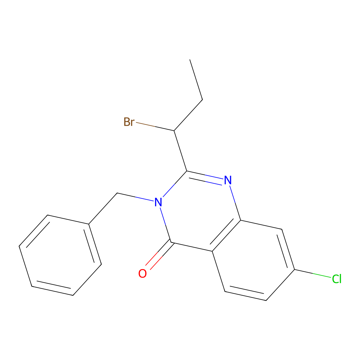 3-benzyl-2-(1-bromopropyl)-7-chloroquinazolin-4(3H)-one molecular structure, CAS 383192-89-0