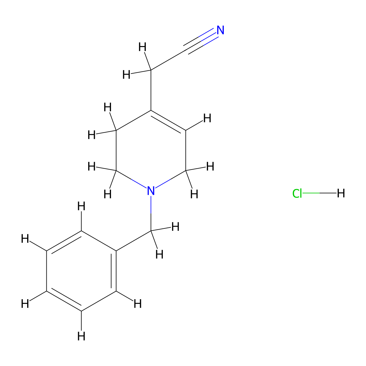 2-(1-Benzyl-1,2,3,6-tetrahydropyridin-4-yl)acetonitrile hydrochloride molecular structure, CAS 383193-59-7