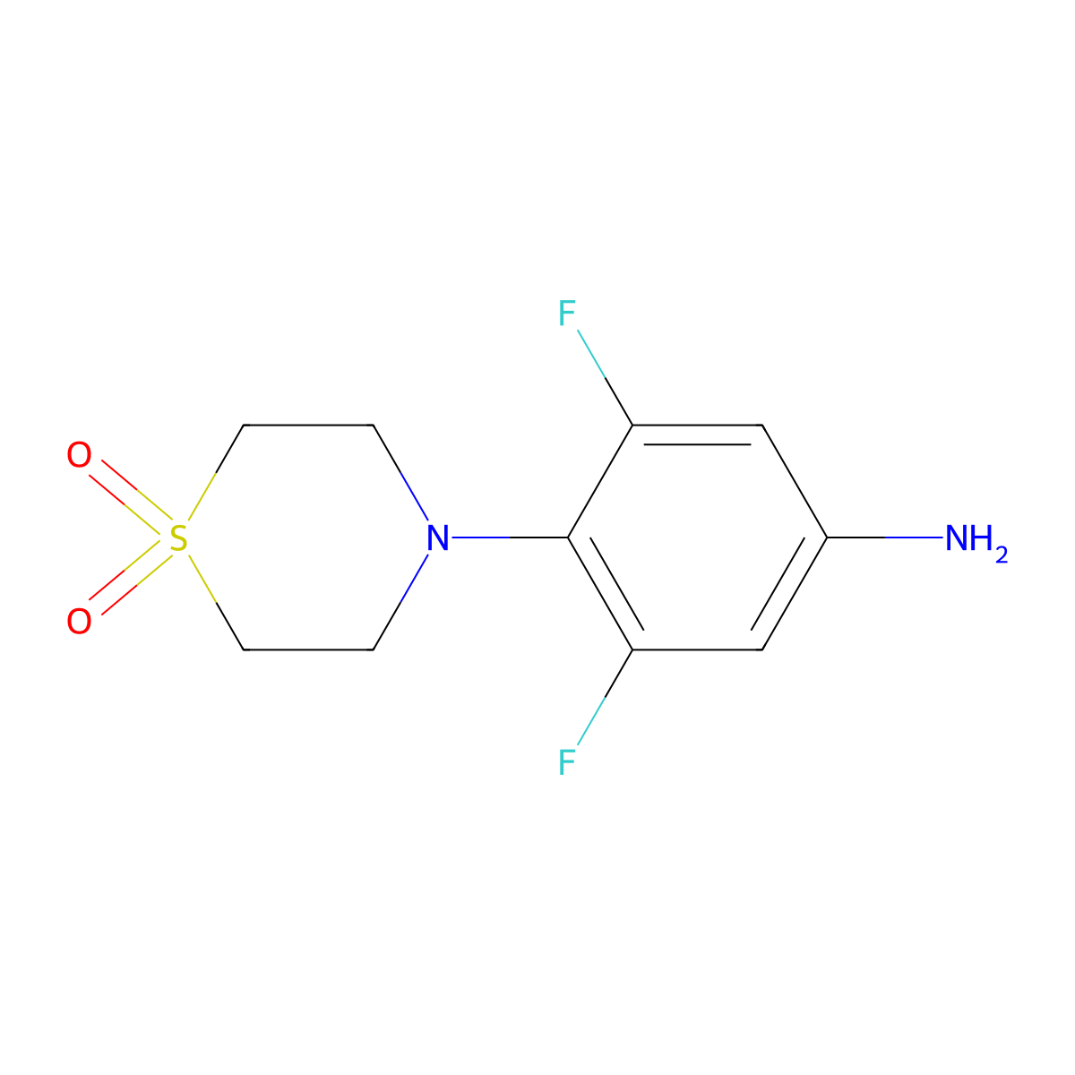 4-(4-Amino-2,6-difluorophenyl)-1lambda~6~,4-thiazinane-1,1-dione molecular structure, CAS 383199-91-5