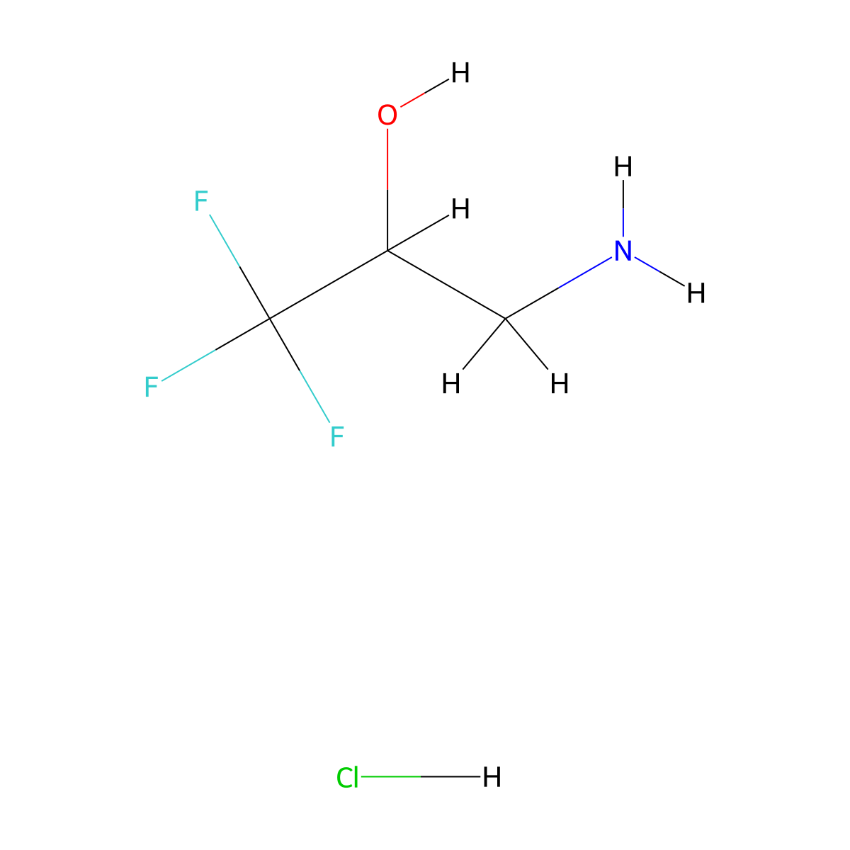 3-Amino-1,1,1-trifluoropropan-2-ol hydrochloride molecular structure, CAS 3832-24-4