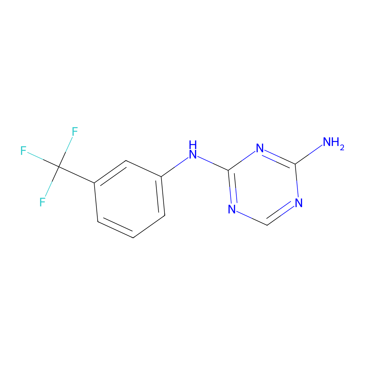 2-N-(3-(trifluoromethyl)phenyl)-1,3,5-triazine-2,4-diamine molecular structure, CAS 3832-69-7