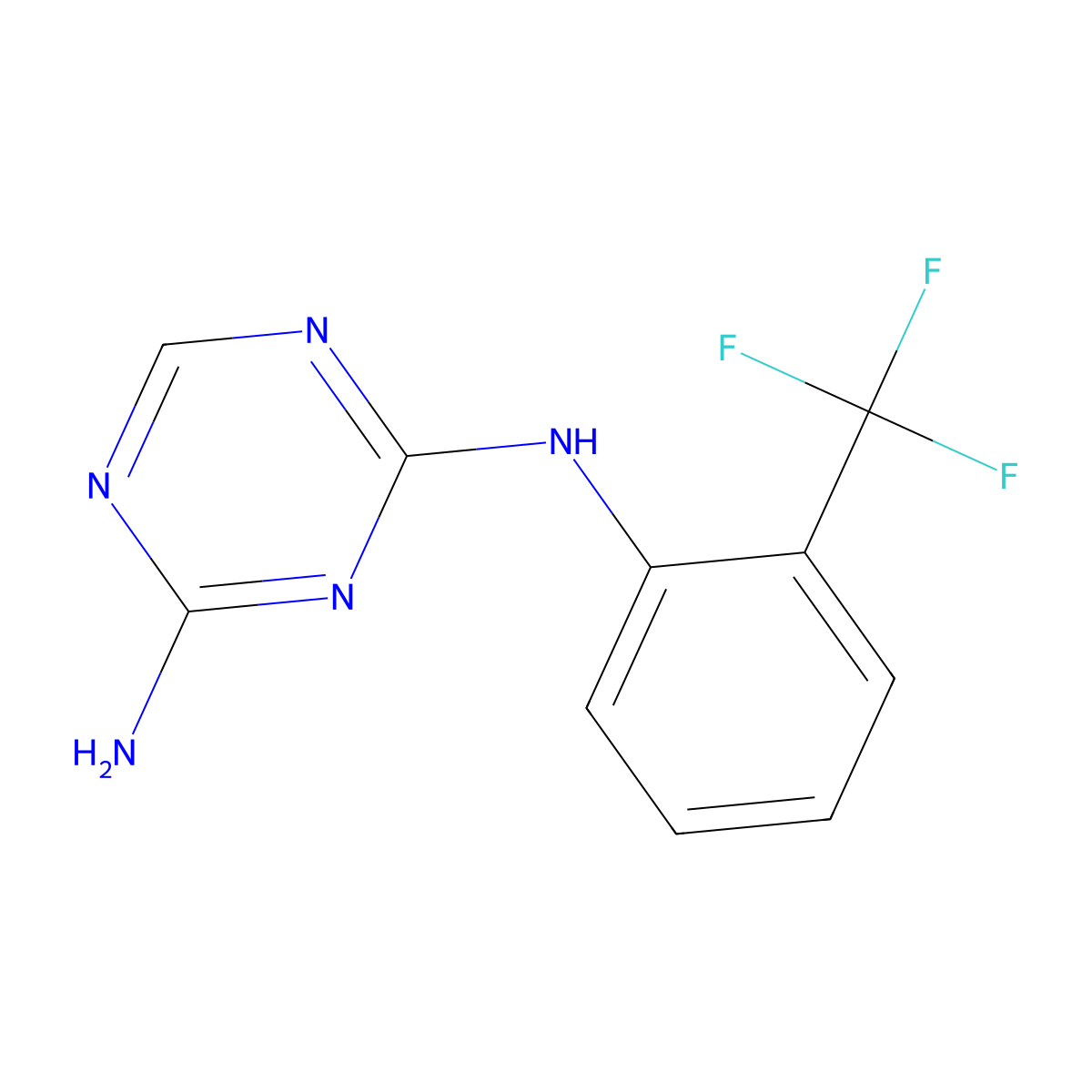 N-[2-(trifluoromethyl)phenyl]-1,3,5-triazine-2,4-diamine molecular structure, CAS 3832-70-0