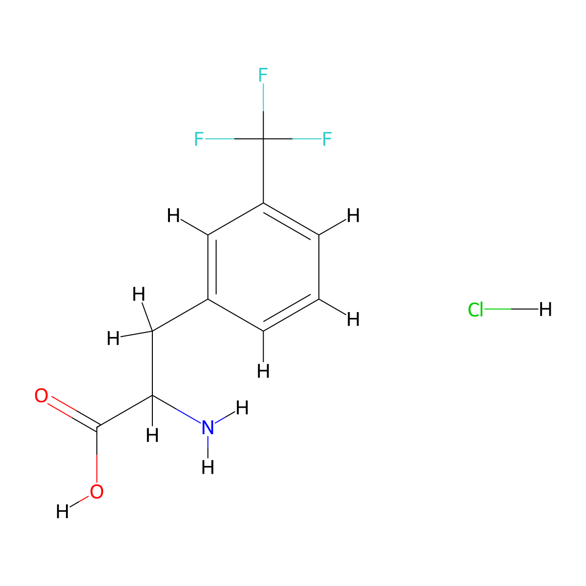 2-Amino-3-[3-(trifluoromethyl)phenyl]propanoic acid hydrochloride molecular structure, CAS 3832-76-6