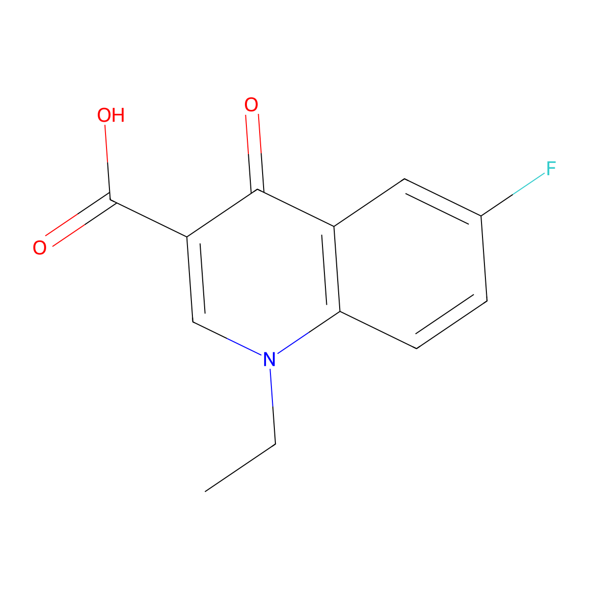 1-Ethyl-6-fluoro-4-oxo-1,4-dihydroquinoline-3-carboxylic acid molecular structure, CAS 3832-97-1