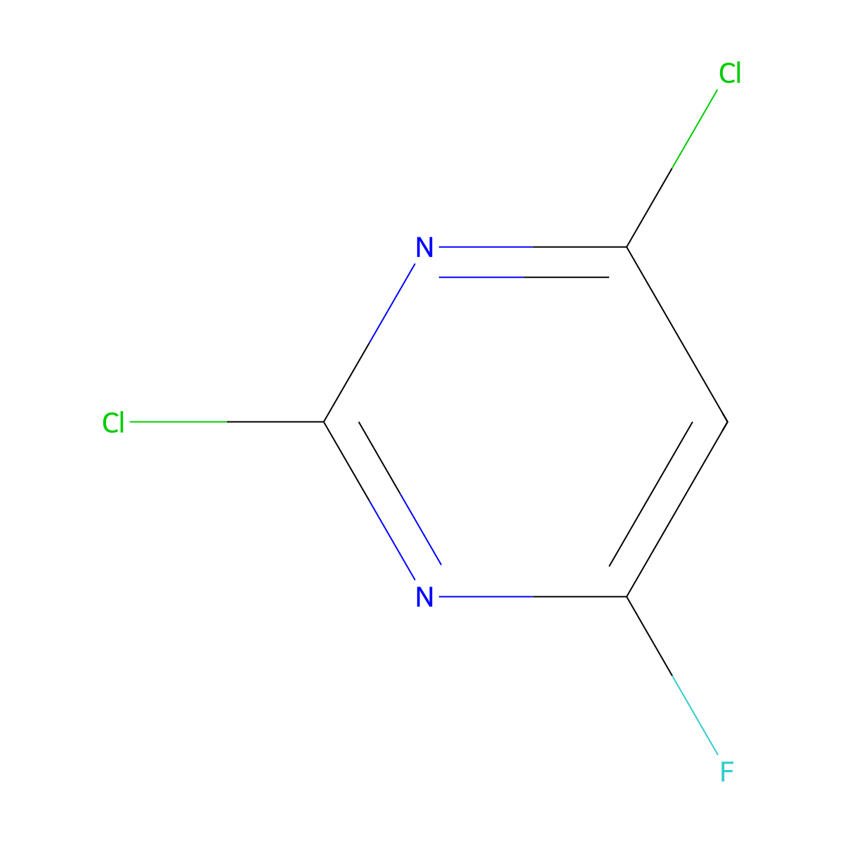 2,4-Dichloro-6-fluoropyrimidine molecular structure, CAS 3833-57-6