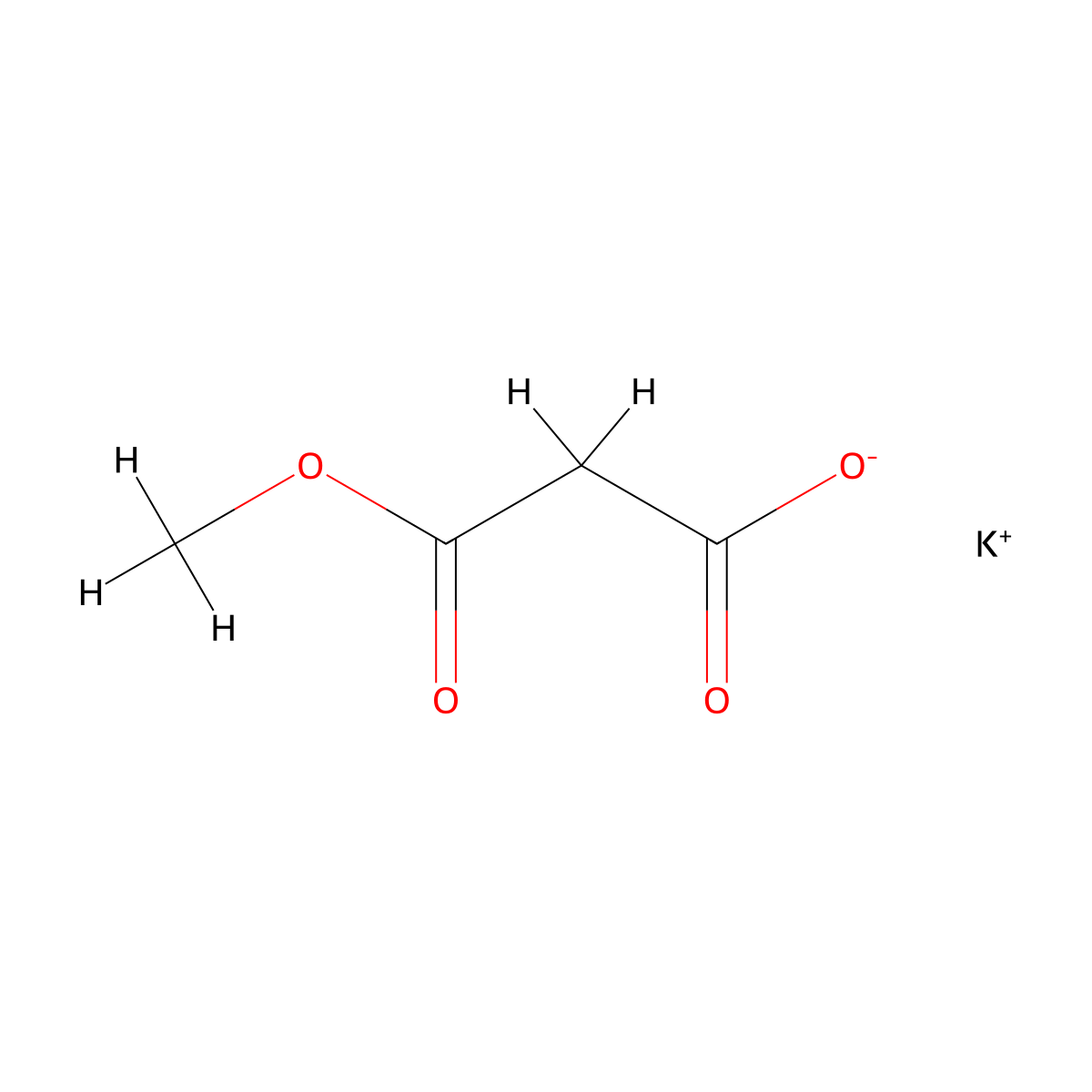 Potassium methyl malonate molecular structure, CAS 38330-80-2