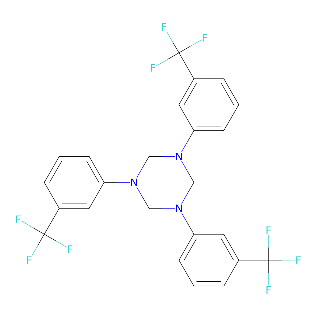 1,3,5-Tris[3-(trifluoromethyl)phenyl]-1,3,5-triazinane molecular structure, CAS 38335-59-0