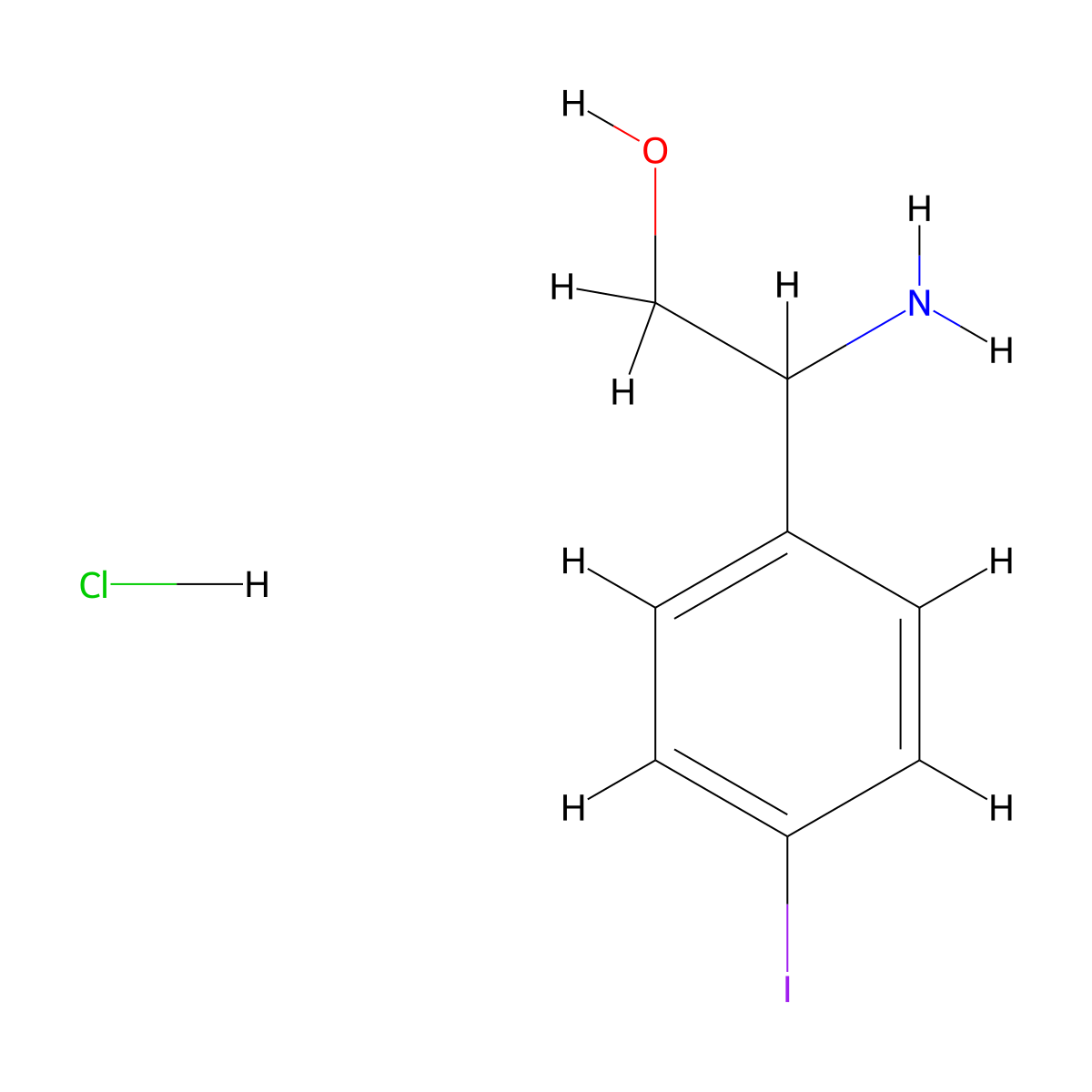 2-Amino-2-(4-iodophenyl)ethan-1-ol hydrochloride molecular structure, CAS 383363-30-2