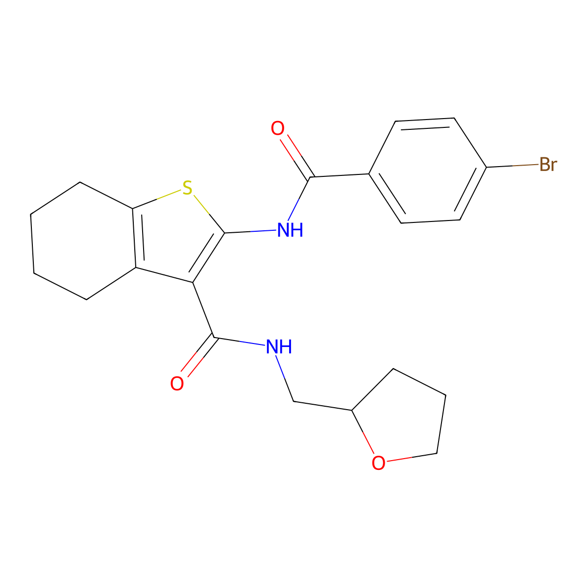 2-[(4-bromobenzoyl)amino]-N-(oxolan-2-ylmethyl)-4,5,6,7-tetrahydro-1-benzothiophene-3-carboxamide molecular structure, CAS 383370-15-8