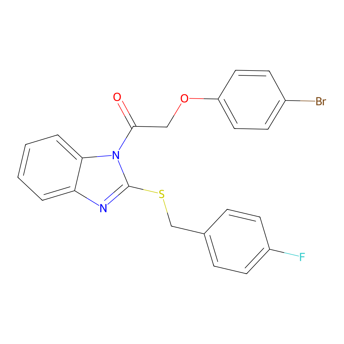 2-(4-Bromophenoxy)-1-[2-[(4-fluorophenyl)methylsulfanyl]benzimidazol-1-yl]ethanone molecular structure, CAS 383370-57-8