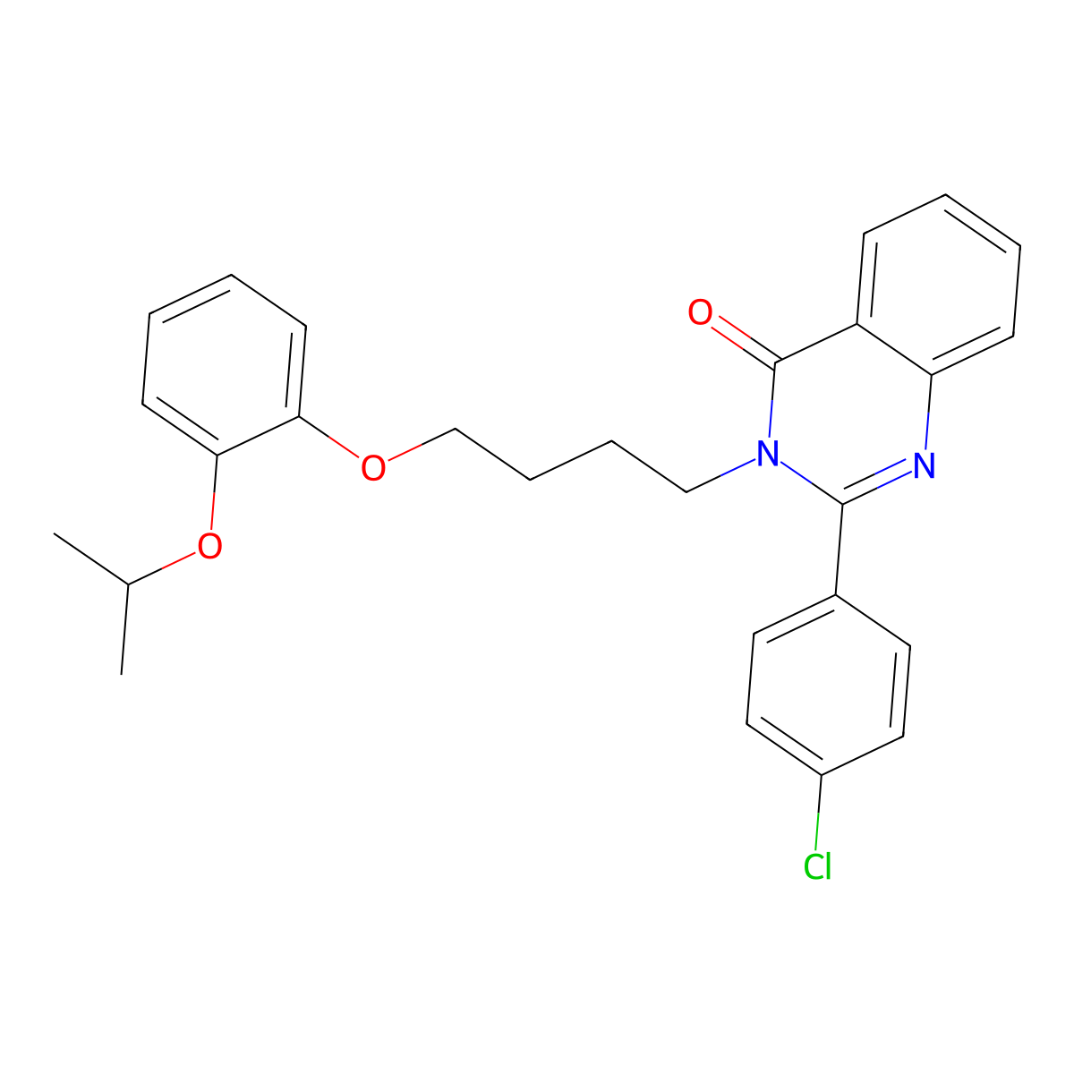 2-(4-Chlorophenyl)-3-[4-(2-propan-2-yloxyphenoxy)butyl]quinazolin-4-one molecular structure, CAS 383370-68-1