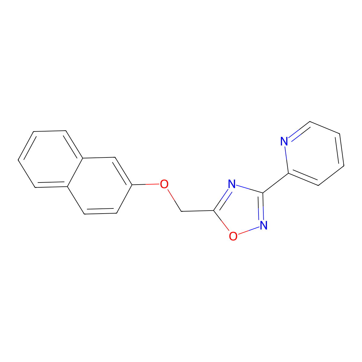 5-(Naphthalen-2-yloxymethyl)-3-pyridin-2-yl-1,2,4-oxadiazole molecular structure, CAS 383370-86-3