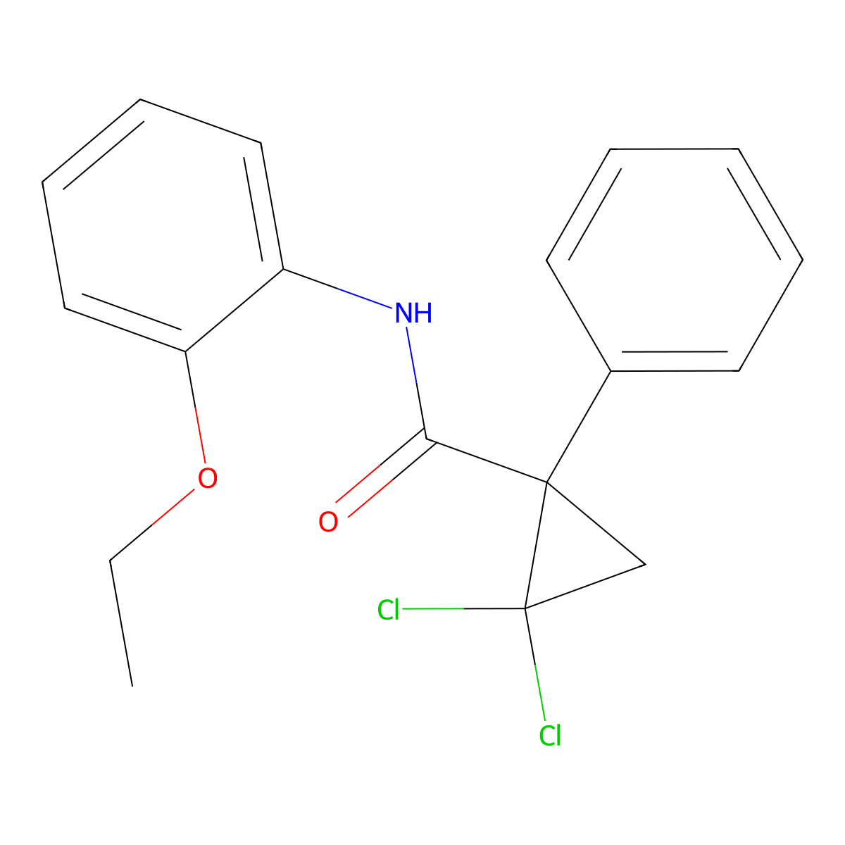 2,2-dichloro-N-(2-ethoxyphenyl)-1-phenylcyclopropanecarboxamide molecular structure, CAS 383370-97-6