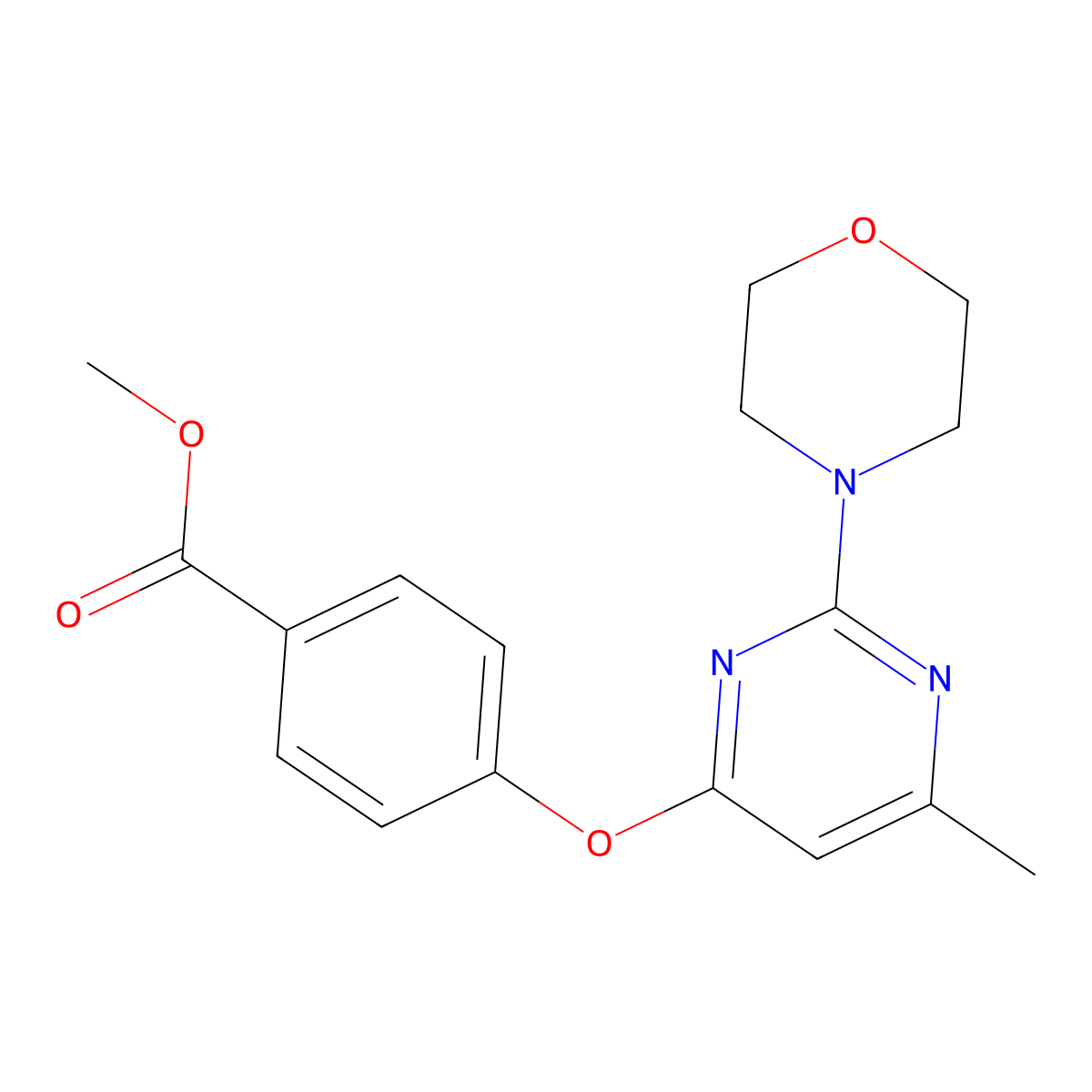 Methyl 4-((6-methyl-2-morpholinopyrimidin-4-yl)oxy)benzoate molecular structure, CAS 383371-39-9