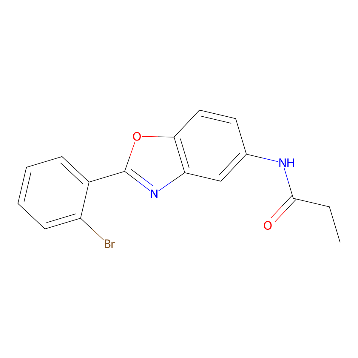 N-[2-(2-bromophenyl)-1,3-benzoxazol-5-yl]propanamide molecular structure, CAS 383372-19-8