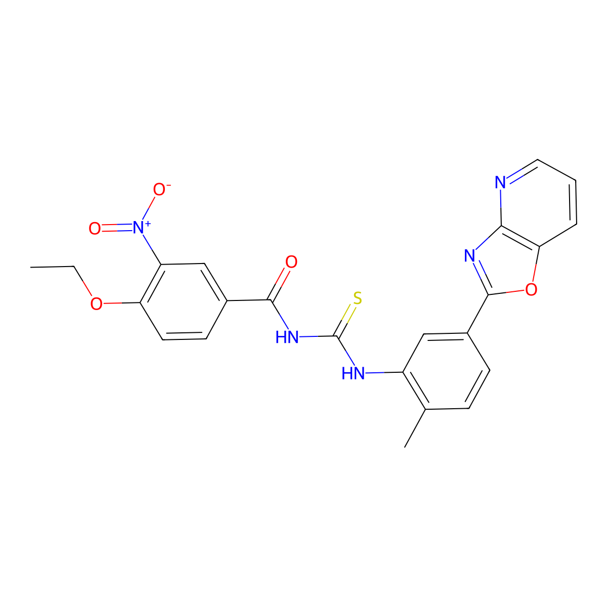 4-ethoxy-N-{[2-methyl-5-([1,3]oxazolo[4,5-b]pyridin-2-yl)phenyl]carbamothioyl}-3-nitrobenzamide molecular structure, CAS 383372-31-4