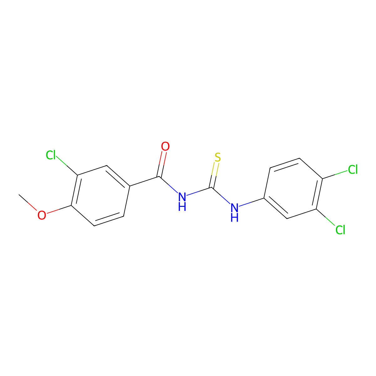 3-chloro-N-[(3,4-dichlorophenyl)carbamothioyl]-4-methoxybenzamide molecular structure, CAS 383372-59-6
