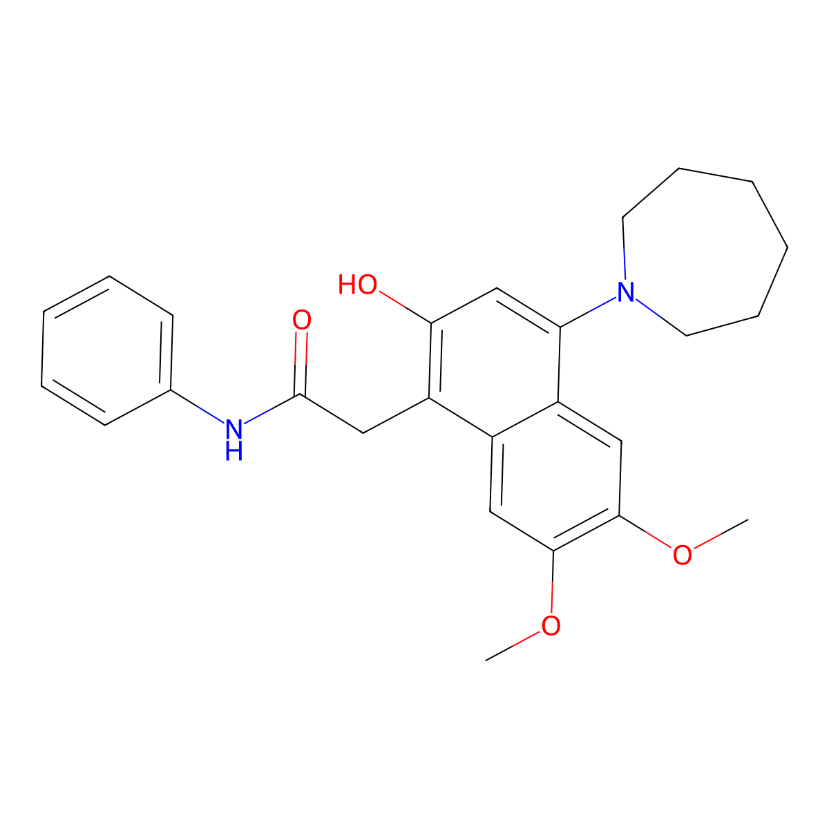 2-(4-(azepan-1-yl)-2-hydroxy-6,7-dimethoxynaphthalen-1-yl)-N-phenylacetamide molecular structure, CAS 383374-91-2