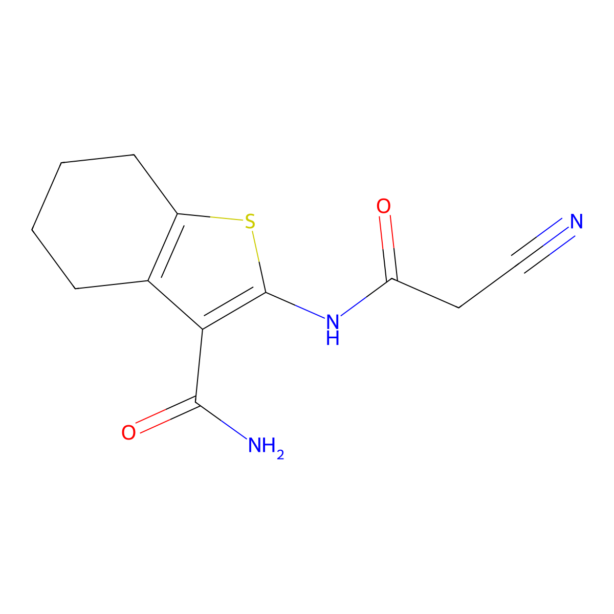 2-(2-Cyanoacetamido)-4,5,6,7-tetrahydro-1-benzothiophene-3-carboxamide molecular structure, CAS 383379-31-5