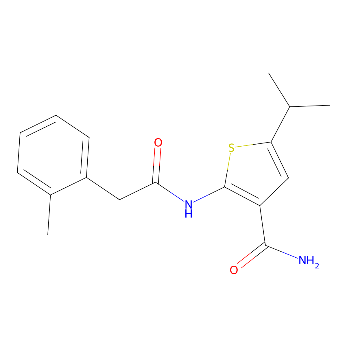 2-[[2-(2-Methylphenyl)acetyl]amino]-5-propan-2-ylthiophene-3-carboxamide molecular structure, CAS 383379-91-7