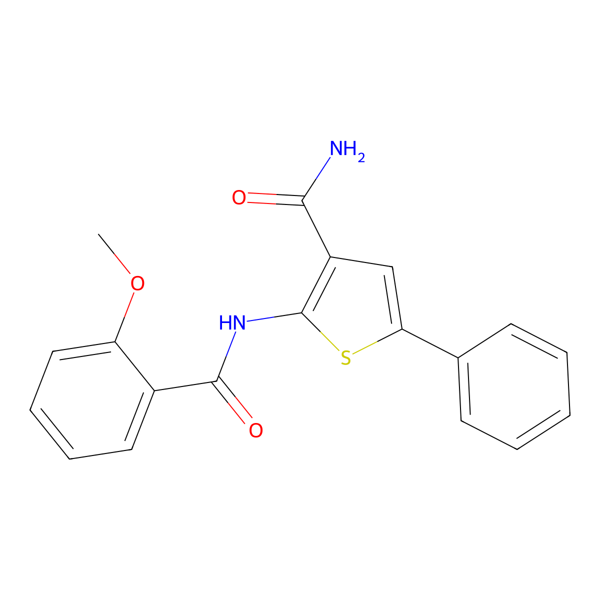 2-(2-Methoxybenzamido)-5-phenylthiophene-3-carboxamide molecular structure, CAS 383379-95-1