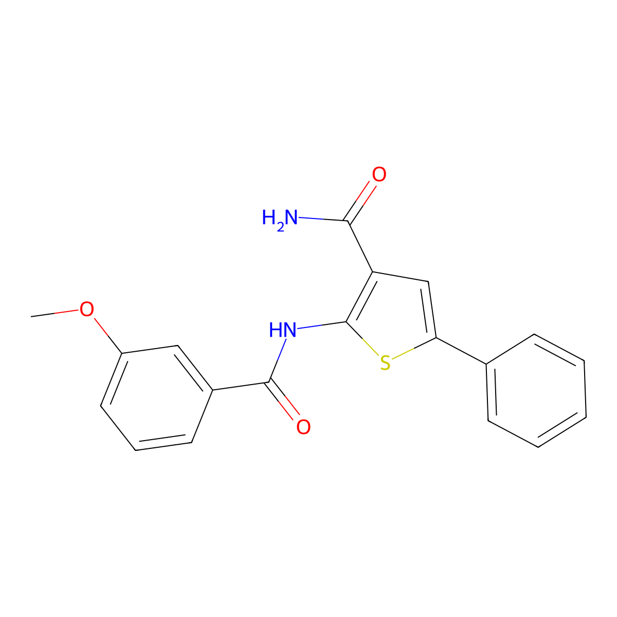 2-(3-Methoxybenzamido)-5-phenylthiophene-3-carboxamide molecular structure, CAS 383379-99-5