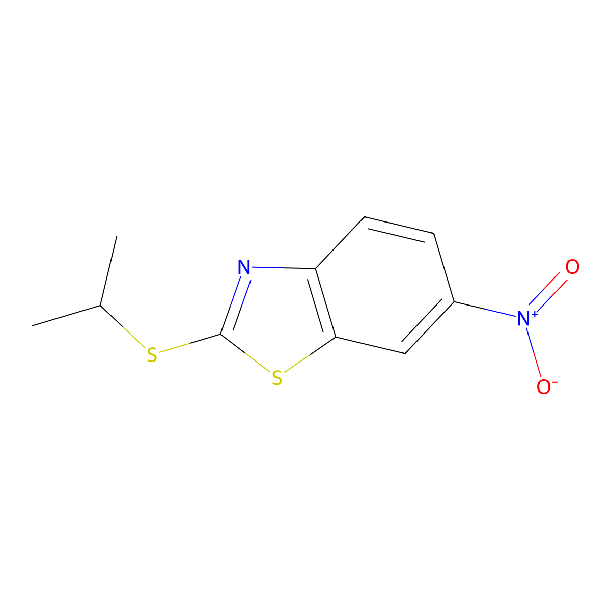 Benzothiazole, 2-[(1-methylethyl)thio]-6-nitro- molecular structure, CAS 38338-27-1