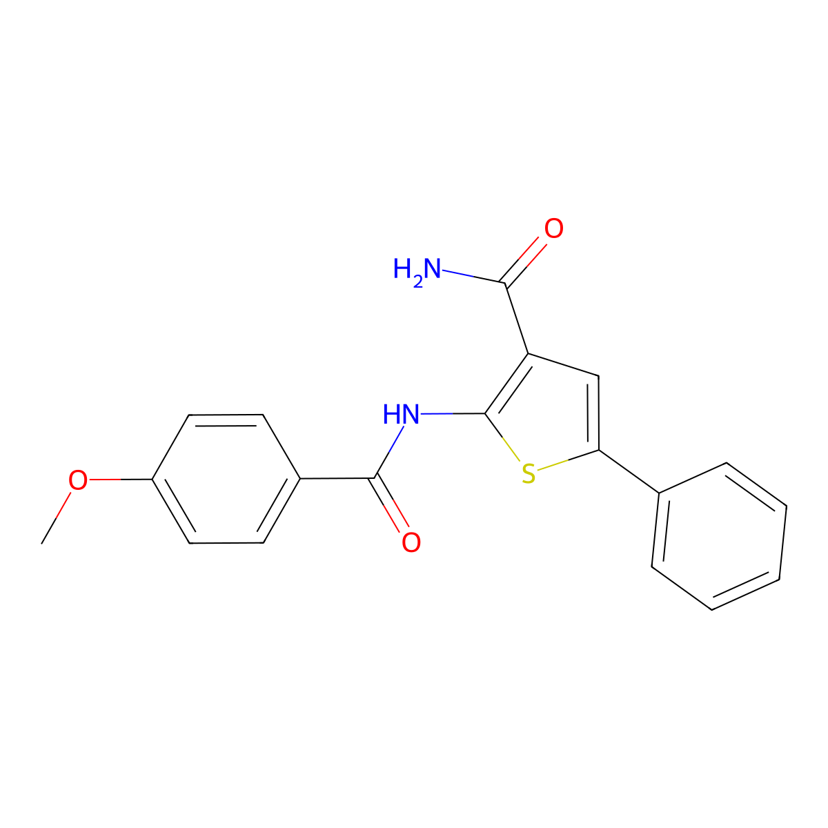 2-(4-Methoxybenzamido)-5-phenylthiophene-3-carboxamide molecular structure, CAS 383380-01-6